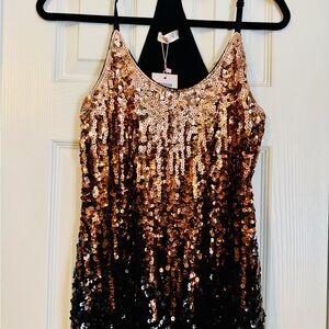 Maner Black & Gold Sequin Tank in size M